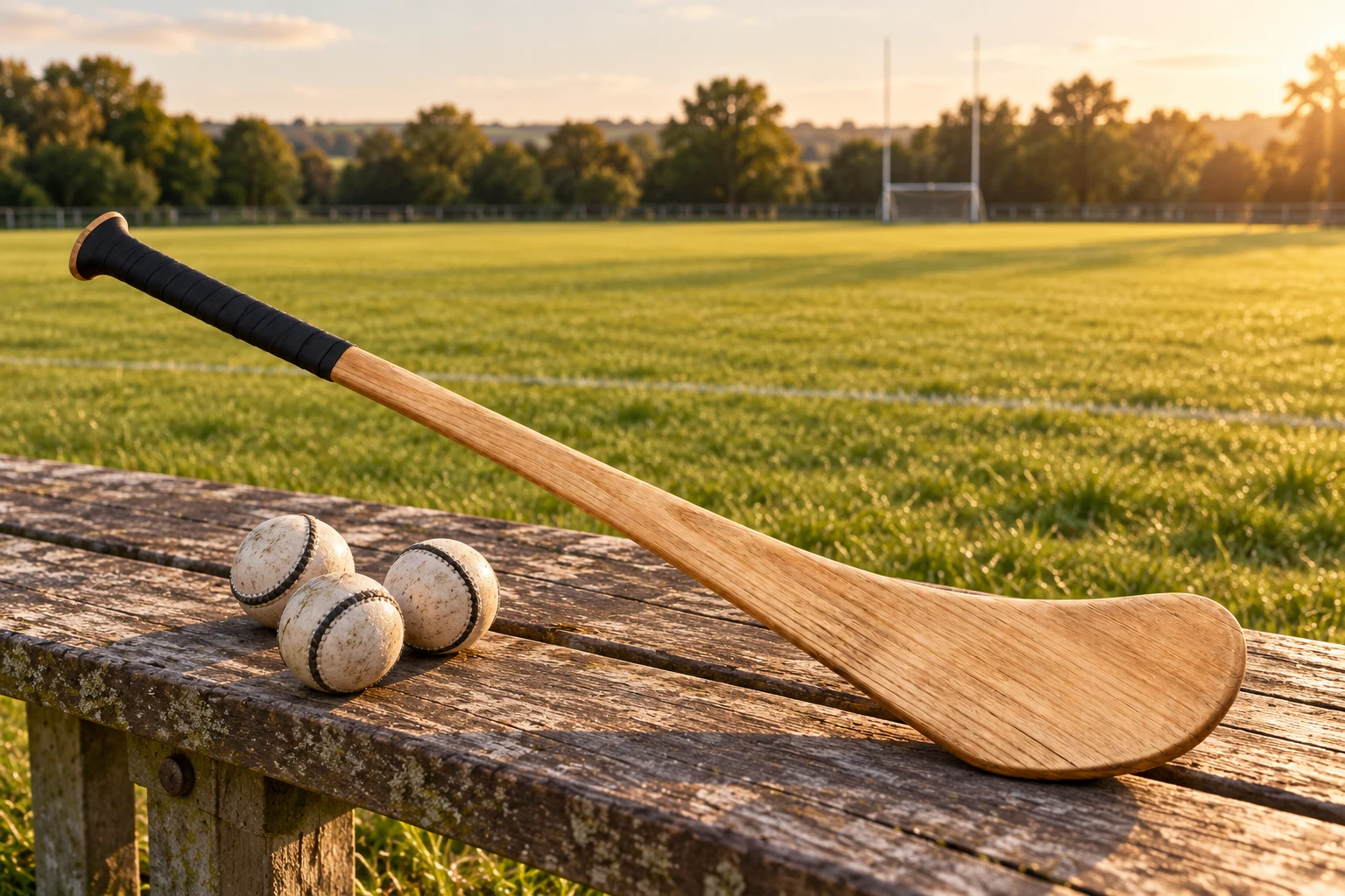 Hurling sticks and training supplies collection